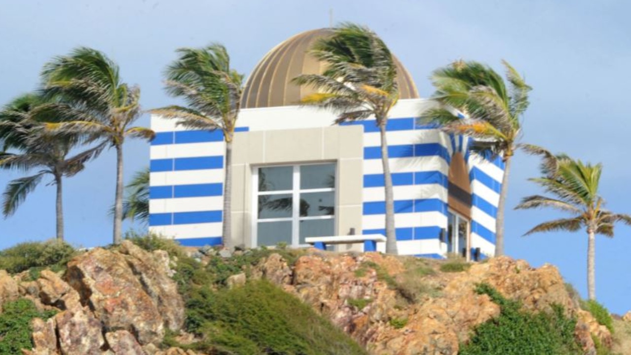 The blue and white gold-domed structure on Epstein’s island that was built to resembling a religious temple. Picture: Splash News/The Sun