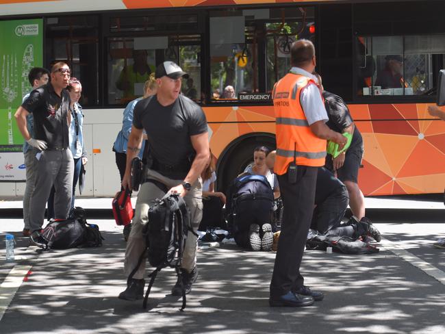 There were frantic scenes as many lay hurt. Picture: Tony Gough