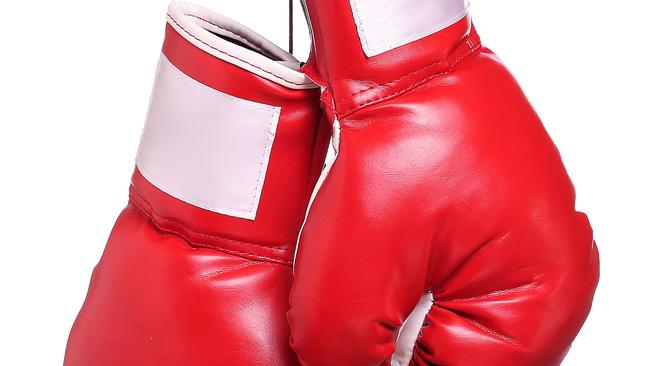 Pair of leather boxing gloves isolated on white