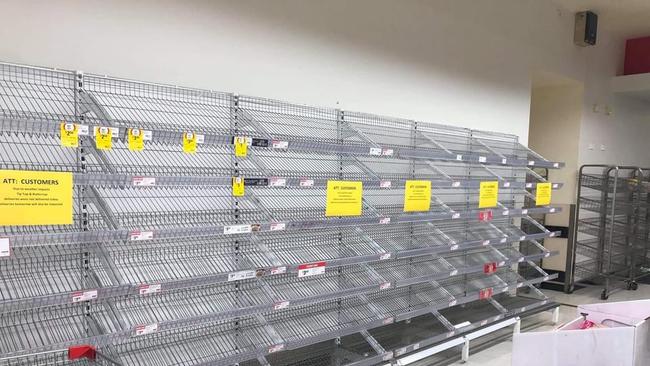 Empty shelves at Port Macquarie Lighthouse Coles. Picture: Dan Mills