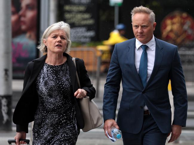 CEO and Senior Financial Adviser at Henderson Maxwell, Sam Henderson (right) arrives at the Federal Court in Melbourne. Picture: Stefan Postles