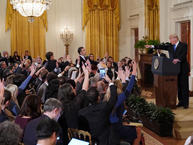 Donald Trump was in a combative frame of mind the day after the midterm elections in the US. Picture: AFP