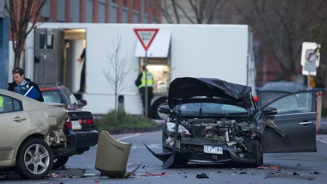 The aftermath of the incident in Collingwood on Sunday. Picture: Sarah Matray