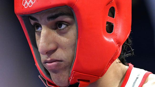 Algeria's Imane Khelif during her bout against Italy’s Angela Carini. Picture: Getty Images