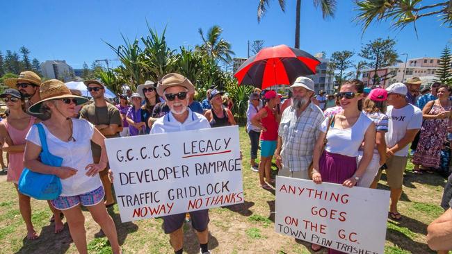 Protesters gather at Greenmount Beach.