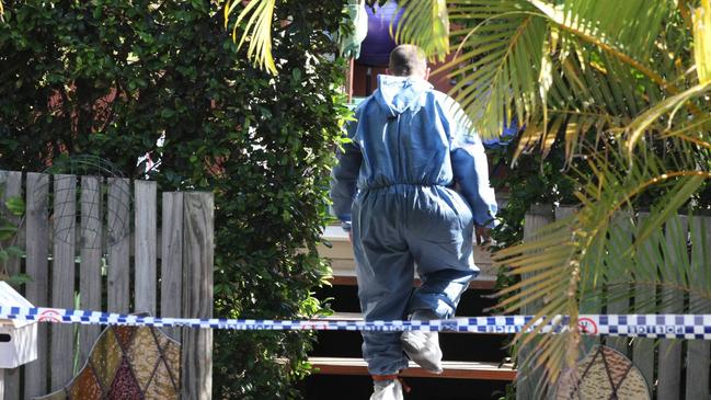 Police search a home after the death of Liselotte Watson. Picture: Liam Kidston