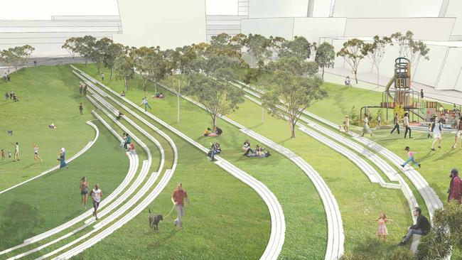 Artist impression of a neighbouring park in the Bull 'n' Bush redevelopment.