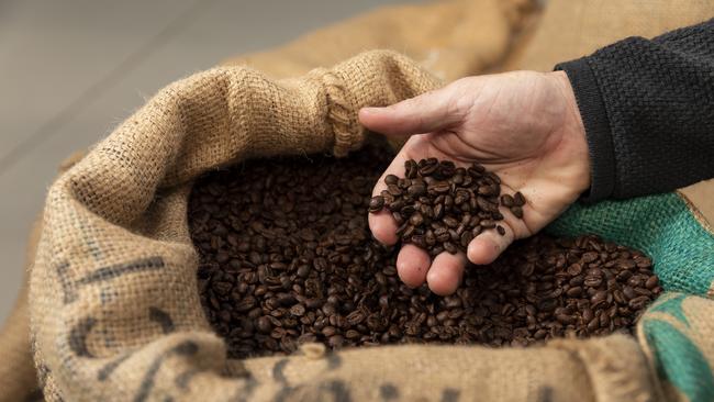 A sack of roasted coffee beans at Zarraffa’s HQ at Eagleby.