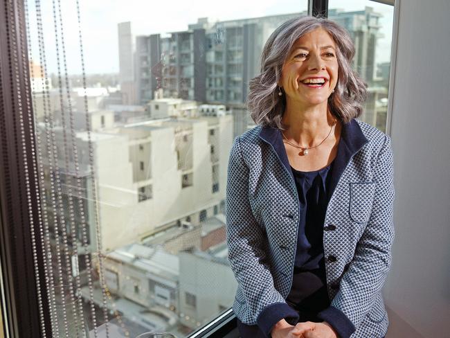 Chief public officer Professor Nicola Spurrier in her Hindmarsh Square office six months on from state's first coronavirus case. Picture: Tom Huntley