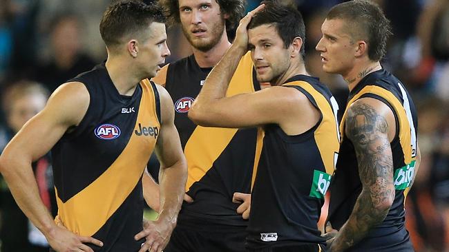 Trading away star players such as Brett Deledio, Trent Cotchin and Dustin Martin isn’t the answer to Richmond’s problems, Jonathan Brown writes. Pictue: Wayne Ludbey