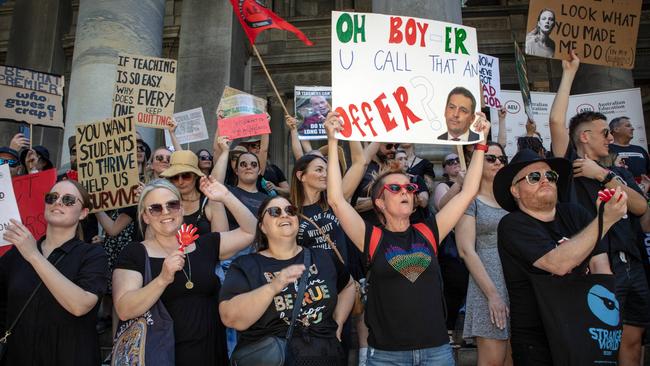 The Australian Education Union has threatened to strike again if its latest offer is rejected by the government. Picture: NCA NewsWIRE / Emma Brasier