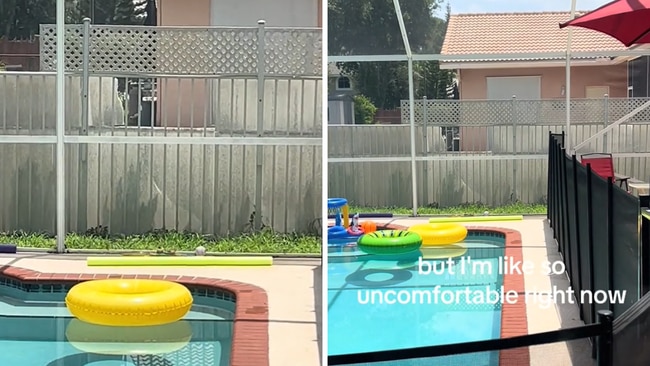 Her neighbour created a hole in the fence shortly after they moved in. Picture: kelseyraywilson/TikTok