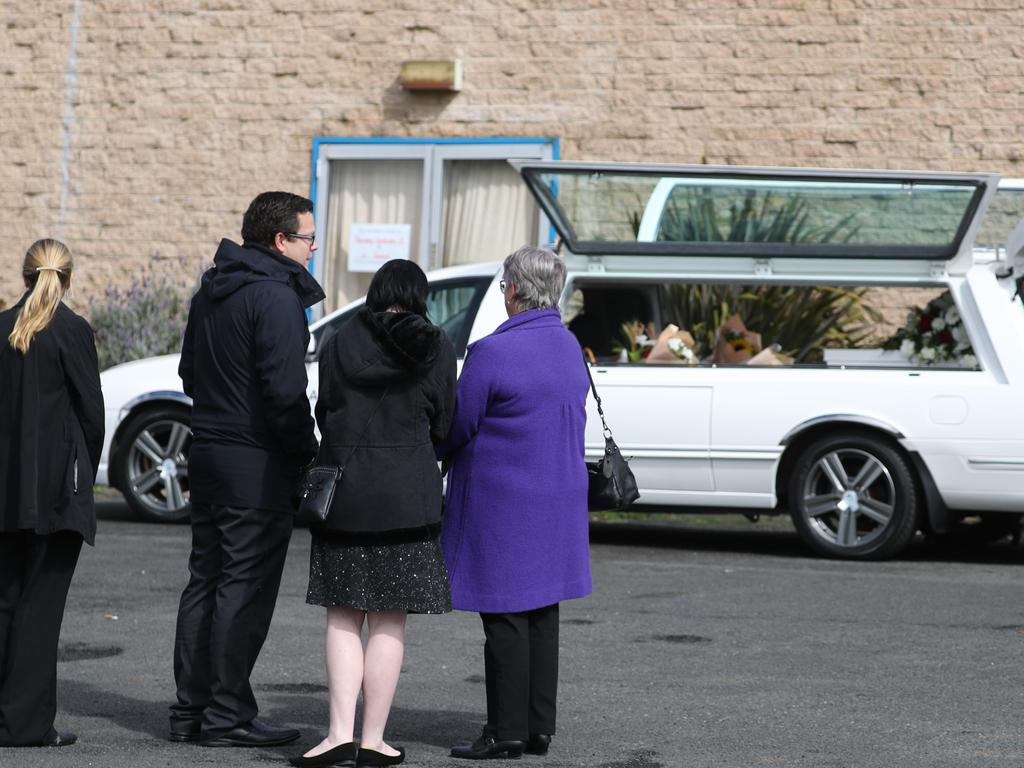 Family and friends gather outside the HisHouse Church for funeral OF teen crash victim Tyrese Bechard. Picture: John Grainger