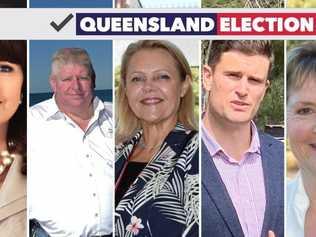 Queensland Election 2020: Noosa candidates Tracey Bell-Henselin, Mark Denham, Sandy Bolton, James Blevin and Rhonda Prescott.