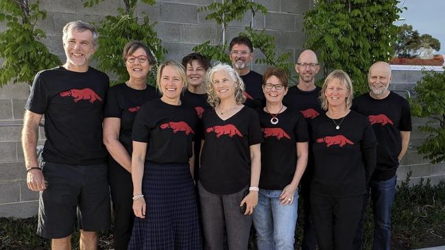 Hobart CRISP Refugee Support Group. (L-R) Back row: David Hodgman, Sally Gill, Lucy Chapman, David Knowles, John Thurstans, Rhys Gunner. Front row: Sarah Thurstans, Jen Fry, Alison Thurstans and Sandi Woodward. Picture: Supplied