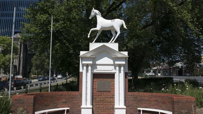 The white horse statue in Box Hill. Picture: Christopher Chan.