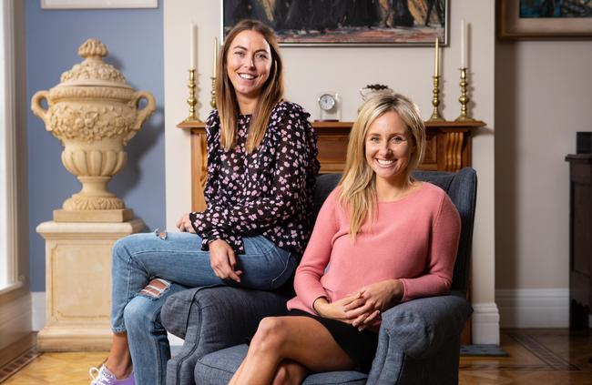 Alice Prichard Davies and Millie Zinner met at Mosman Primary School more than 20 years ago, now they have started a business together with The Motherhood app. Picture: AAP Image/Julian Andrews