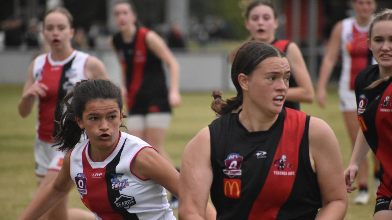 Under-17 Girls division 1 action between the Victoria Point Sharks and Yeronga Devils. Picture: Nick Tucker