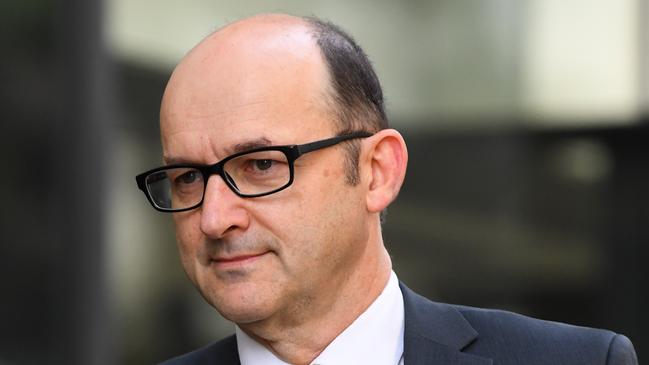 Victoria Police legal services director Fin McRae arrives to give evidence at the Royal Commission into the Management of Police Informants at the Fair Work Commission in Melbourne, Friday, January 31, 2020. (AAP Image/James Ross) NO ARCHIVING