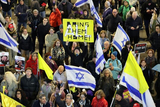 Israelis rally in Tel Aviv, urging their government to secure the release of the remaining hostages held in Gaza