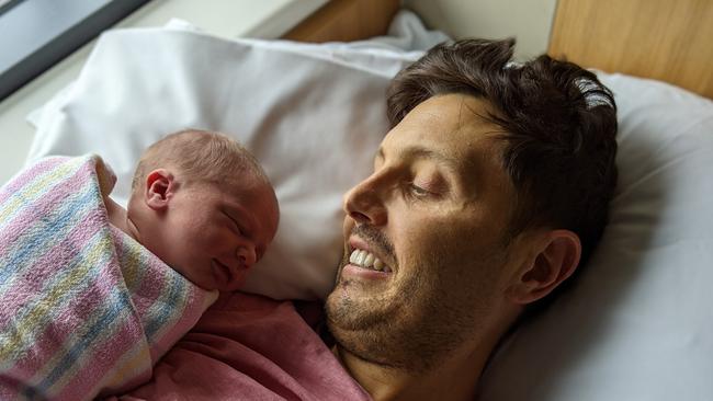 Julian Jefferis, pictured with his baby Percy, before he passed away from pancreatic cancer. Picture: Supplied