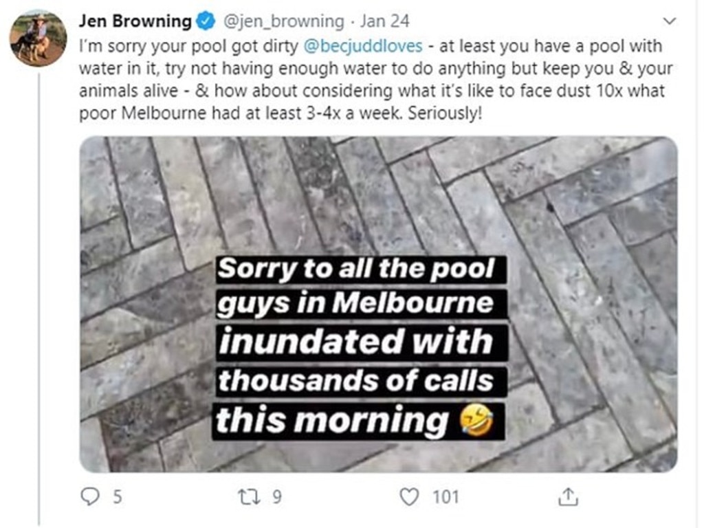 Bec was slammed for complaining about her dirty pool.