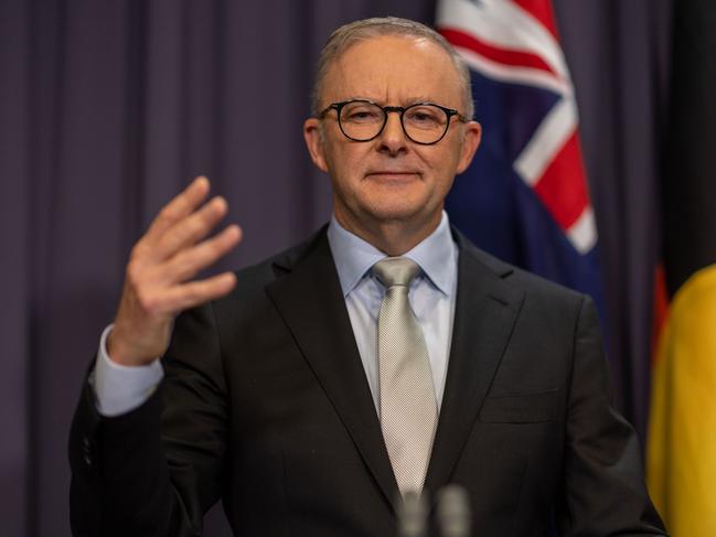 CANBERRA, AUSTRALIA - NewsWire Photos MARCH 29, 2023: Prime Minister, Anthony Albanese with the Minister for Industry and Science, Ed Husic spoke to the media during a press conference in Parliament House in Canberra.Picture: NCA NewsWire / Gary Ramage