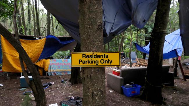 Inside tent city at Coffs Harbour. Picture: Toby Zerna