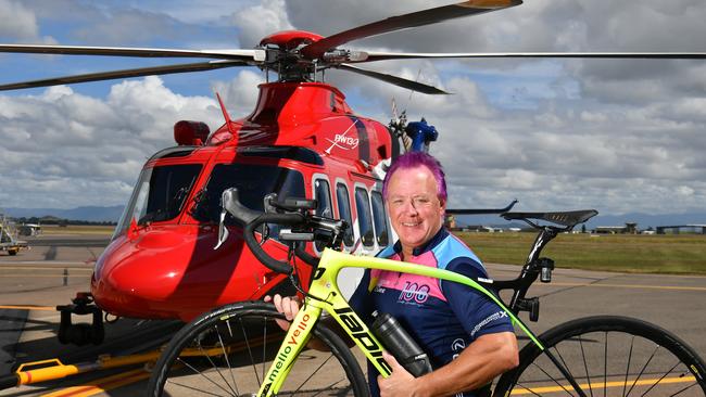 TownsvilleÃ•s purple-headed paramedic Michael Paulsen will seeon saddle up for his saddle for his seventh Signature Tour de Cure riding 1000km for the charity event from Airlie Beach to Port Douglas. Picture: Evan Morgan