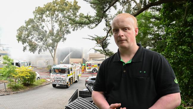 Woolworths team member David Holliday, 28, was working when a fire ignited in one of the aisles of Woolworths in Stirling. Picture: The Advertiser/ Morgan Sette