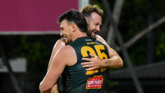 St Mary's Brandyn Grenfell scored the all-important point on the buzzer against Waratah. Picture: Tymunna Clements / AFLNT Media