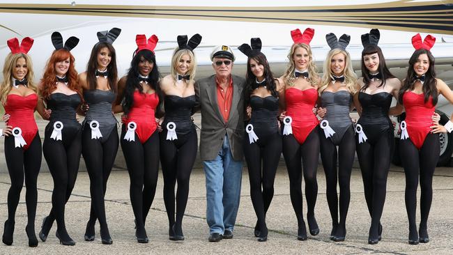 Playboy founder Hugh Hefner arrives at Stansted Airport on June 2, 2011. Picture: Getty