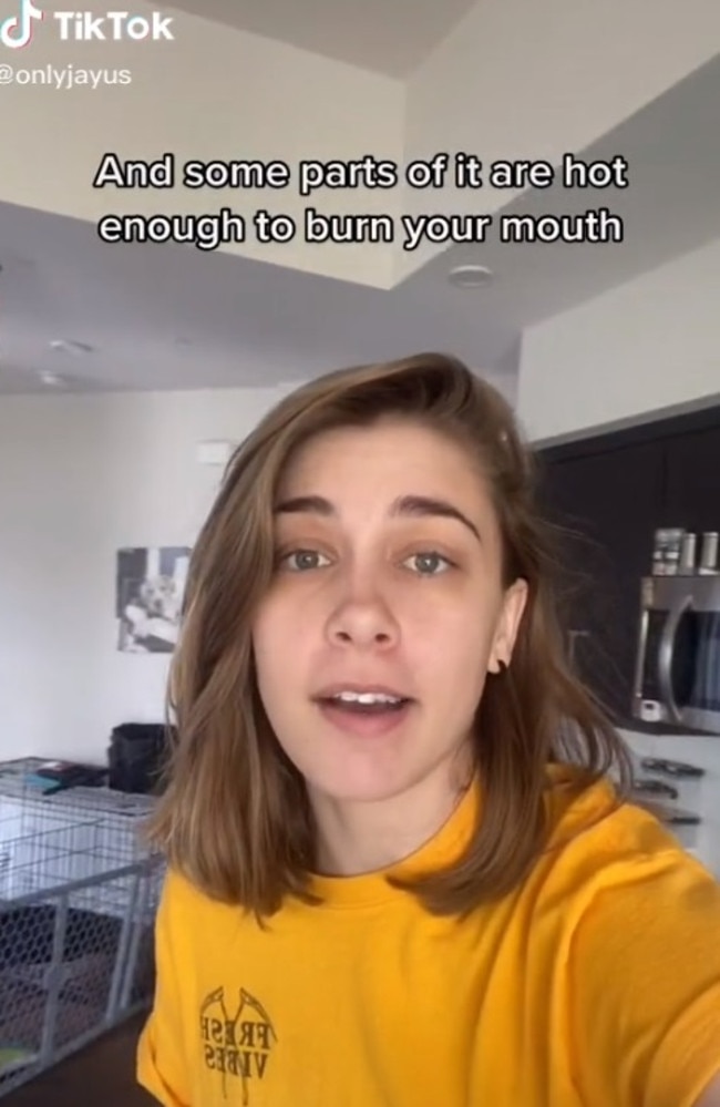 TikTok star Isabella Avila, who has 15.5 million followers, shared a microwave ‘hack’ on the ‘right way’ to heat food. Picture: TikTok/onlyjayus