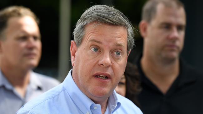 Opposition leader Tim Nicholls: “I think all businesses will make their own decisions in relation to who they want to provide services for and it should be over to them to make those calls.” Picture: AAP/Dan Peled