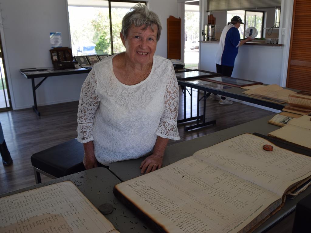 Myra Stanton at the 100 year celebration of the Springsure Ambulance Station at the Springsure Golf Club on Saturday, May 22. Myra found the call out note of her father's birth in one of the historical books on display.