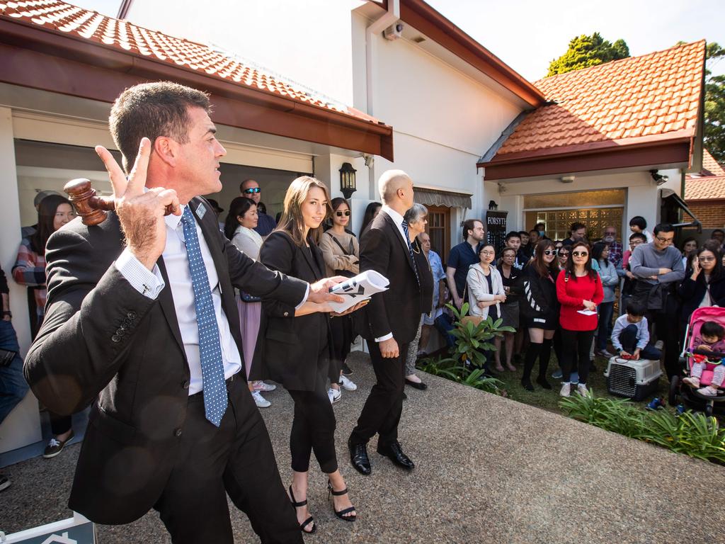 Auctioneer Chris Scerri at the auction of a Chatswood house. Picture: Julian Andrews