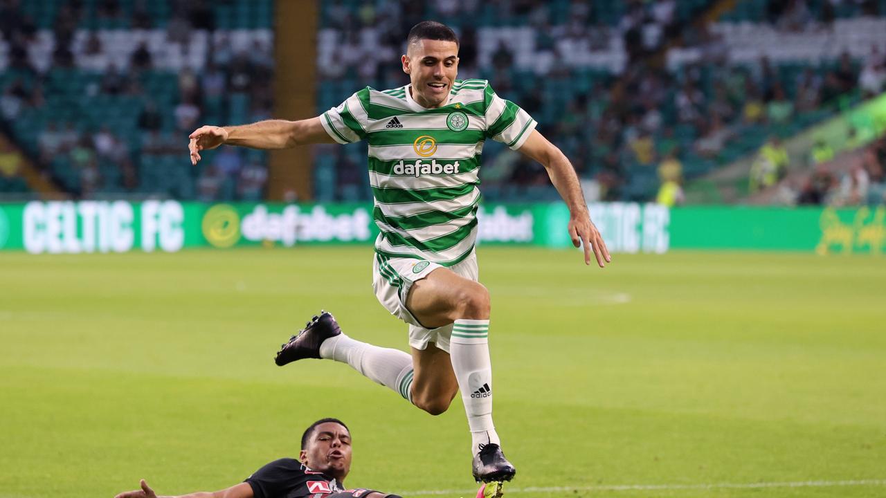 Socceroo Tom Rogic was a second-half substitute for Celtic in the Hoops’ Europa League win over Jablonec. Picture: Steve Welsh/Getty Images