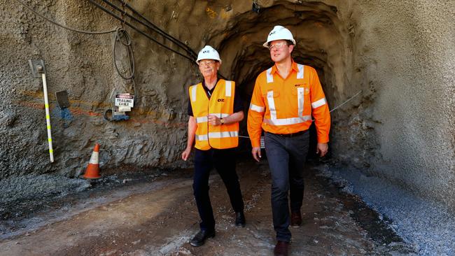 OZ Minerals boss Andrew Cole, right, at the official opening of the major decline for Carrapateena in 2016. Picture Dean Martin