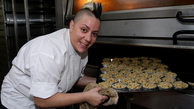 Award winning pastry chef Anna Polyviou is baking pies for DoSomething Day at the Shangri La Hotel in The Rocks that will be handed out in Martin Place by OzHarvest.