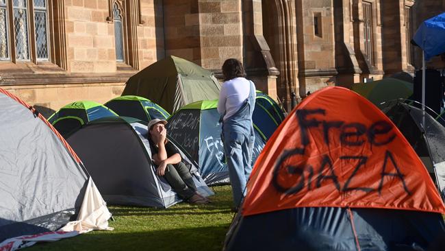 University students have been camping out at the University of Sydney in protest against the war in Gaza for a week. Picture: Jeremy Piper