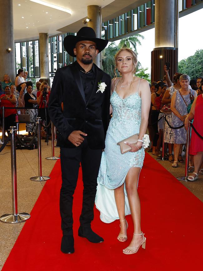 Dante Brim and Jaiqwon Ross-Musgrave arrive at the Trinity Bay High School formal evening, held at the Cairns Convention Centre. Picture: Brendan Radke
