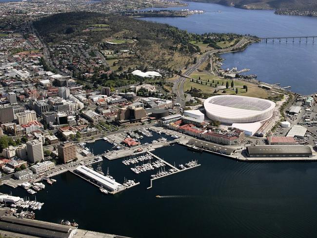 Artist’s impression of the proposed Hobart stadium at Macquarie Point. Images supplied by AFL