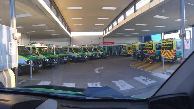 Ambulance ramping, such as at Flinders Medical Centre, is at record levels, figures show.