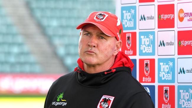 St George Illawarra coach, Paul McGregor announces his departure as head coach of the club at WIN Stadium Thursday August 13, 2020.(DAILY TELEGRAPH/Simon Bullard)