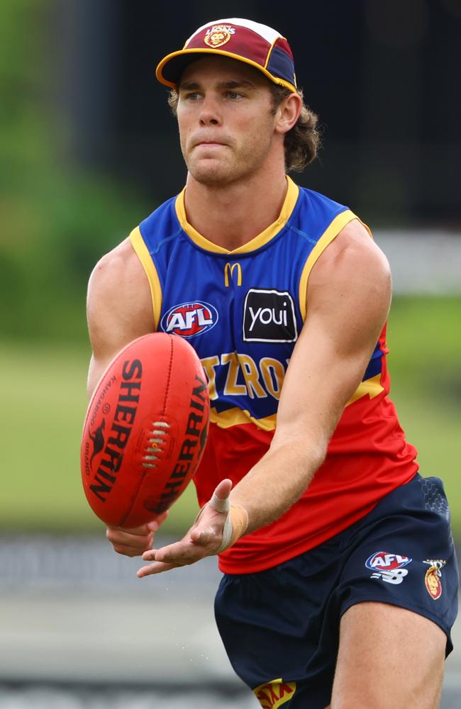 Deven Robertson at Lions training. Picture Lachie Millard