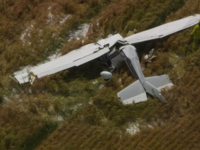 The aircraft crashed into a paddock at the Bacchus Marsh Aerodrome Picture: 7News