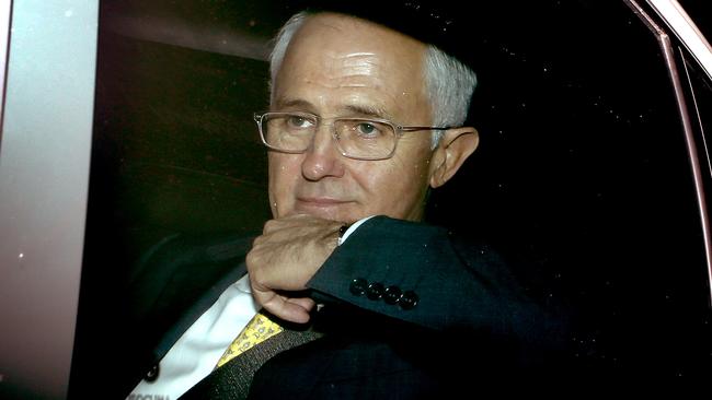 Prime Minister Malcolm Turnbull drives out of Bligh St Gov building after his press conference today. Pic Chris Pavlich