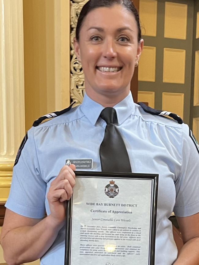 Senior Constable Cara Wessels with her award.