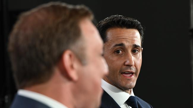 22/10/2024:  QLD Premier Steven Miles and LNP leader David Crisafulli during the Sky News and The Courier Mail  PeopleÃ¢â¬â¢s Forum at Suncorp Stadium, Brisbane. pic: Lyndon Mechielsen/Courier Mail