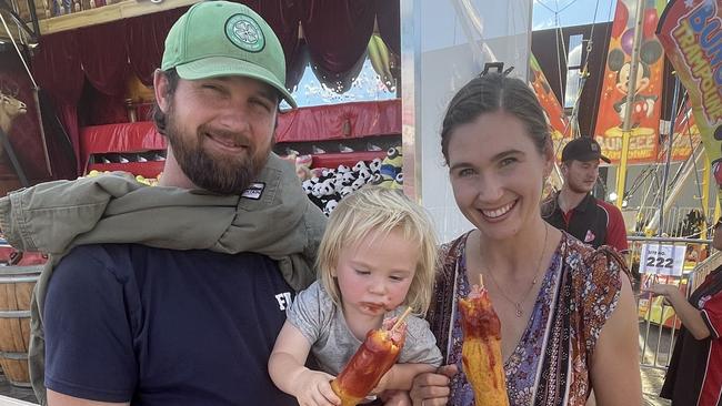 Liam, Sophia, Samson and Elsie Campbell enjoyed a couple of dagwood dogs at the 2023 Bundaberg Show.